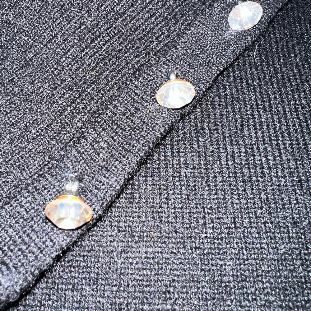 Mainbocher Pure Cashmere Sweater With Rhinestone Buttons Sz L - Picture 6 of 8